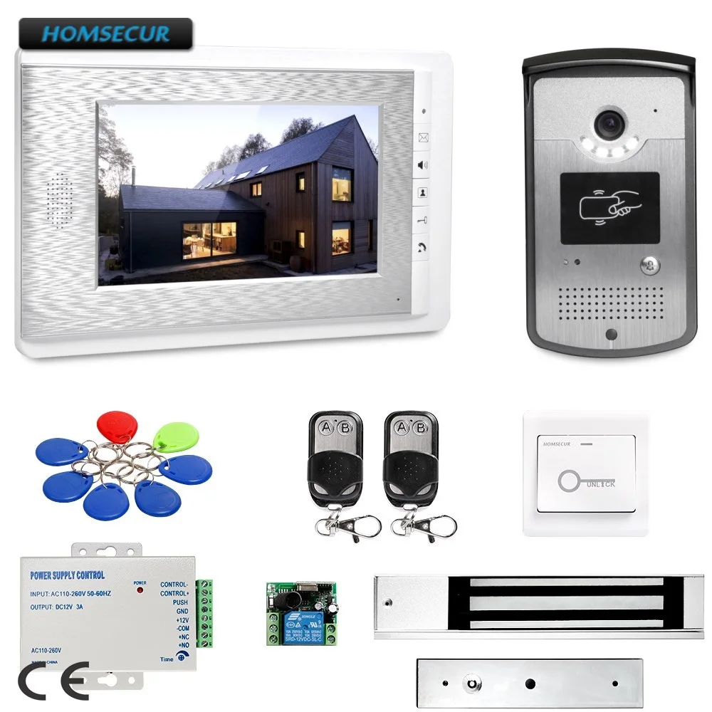 HOMSECUR RU магазин 7-дюймовый проводной видео домофонов Интерком охранника с режим отключения звука для дома безопасности XC001 + XM708-S
