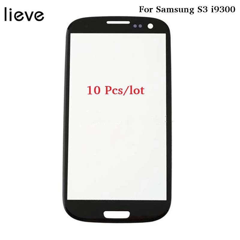 10 Pcslot For Samsung Galaxy S3 s3 i9300 GT-i9300 Touch Screen Front Glass Panel Outer Glass Lens without flex cable no LCD display