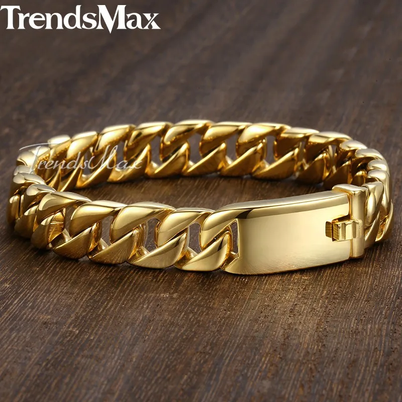 Trendsmax новый модный браслет из нержавеющей стали мужской тяжелый шириной 11 мм 2018 в