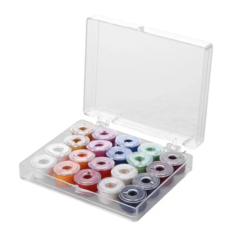 

20pcs Colorful Sewing Threads+20 Grids Clear Plastic Sewing Machine Bobbins for Home DIY Sewing Machine Domestic Sewing Tools