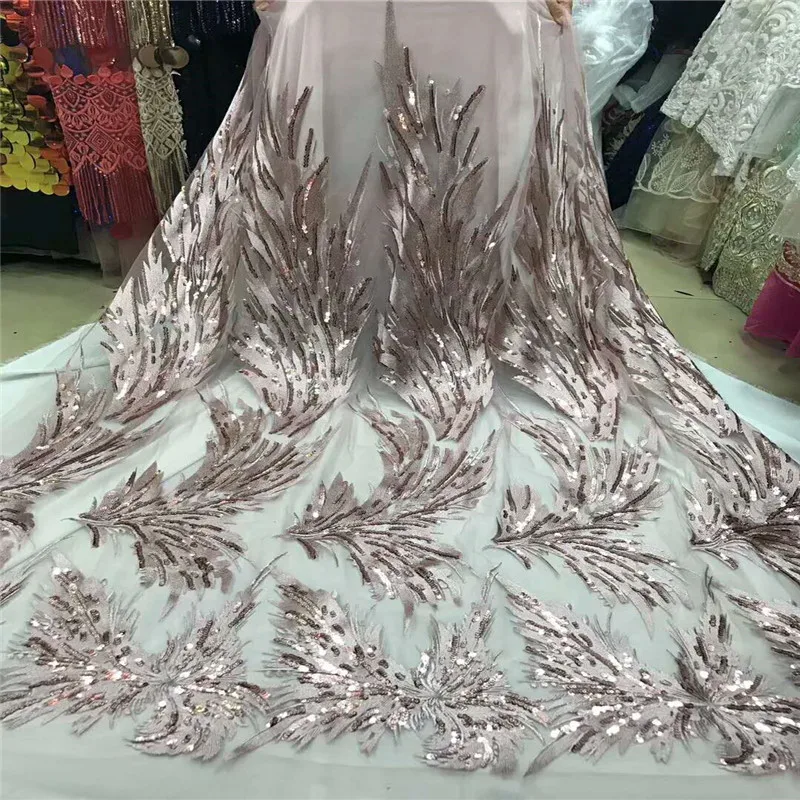 

Pink African Lace Fabric French Sequins Net Lace High Quality African Sequin Lace Fabric 2019 French Sequin Fabric 4.5*1.35mF923