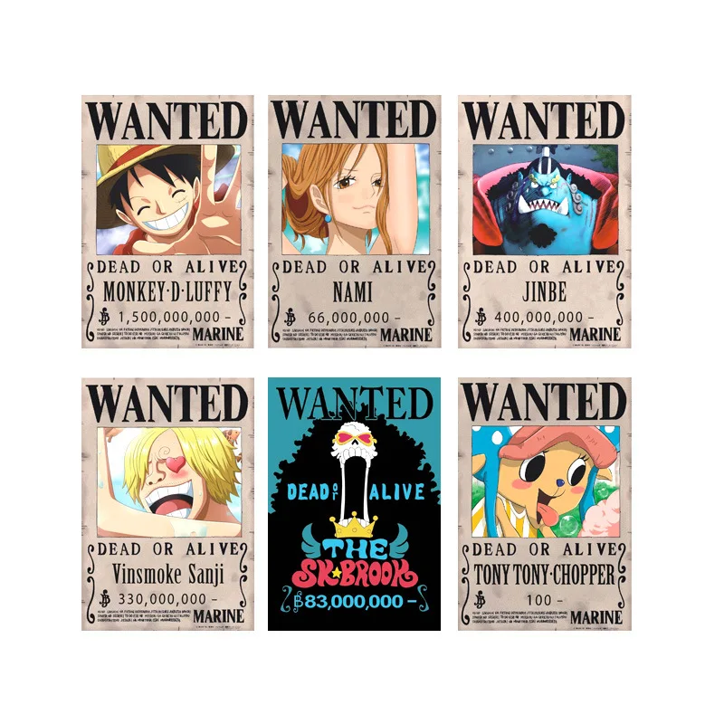 10pcs Set 150 Million Money Reward Monkey D Luffy One Piece Wanted Dead And Alive Latest Poster Stickers Aliexpress