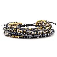 Серые хрустальные бусины регулируемый браслет multi слоистый браслет