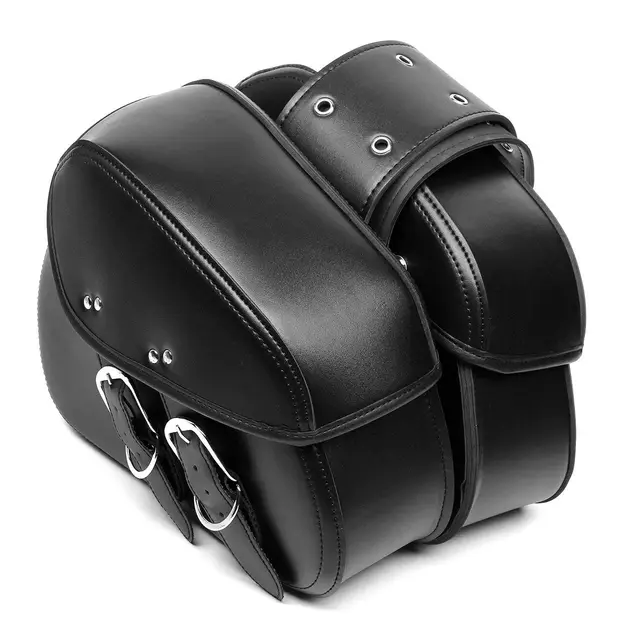1 Pair Black Motorcycle Motorbike Saddle Bag Tail Rear Bags PU Leather Tool Bags Left Right Side For Harley/Honda/Kawasaki