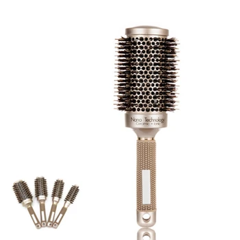 

Ceramic Aluminium Hair Comb Round Brush With Nylon & Bristle Hair Professional Hairdressing Brush For Barber Styling Comb Golden