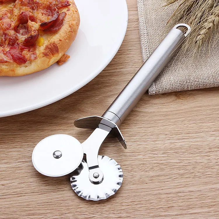 Stainless Steel Double Pizza Knife Pancake Wheel Baking Tool Rolling | Дом и сад