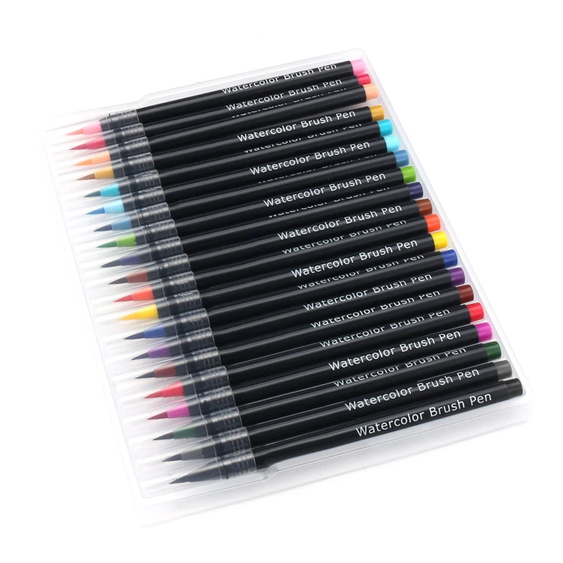 

Kicute 20pcs 20 Color Calligraphy Pens Soft Brush Marker Watercolor Brush Marker Graffiti Drawing Art Marker Paint Fineliner Pen