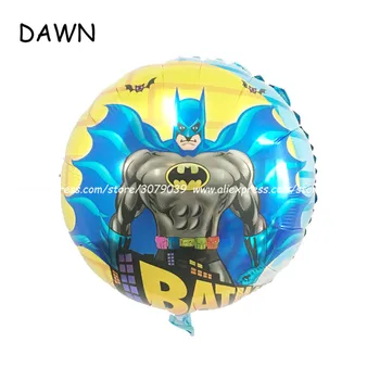 

wholesale 50pcs/lot 18inch Cartoon round batman balloons for boy birthday party decoration bat man foil balloon Scene layout