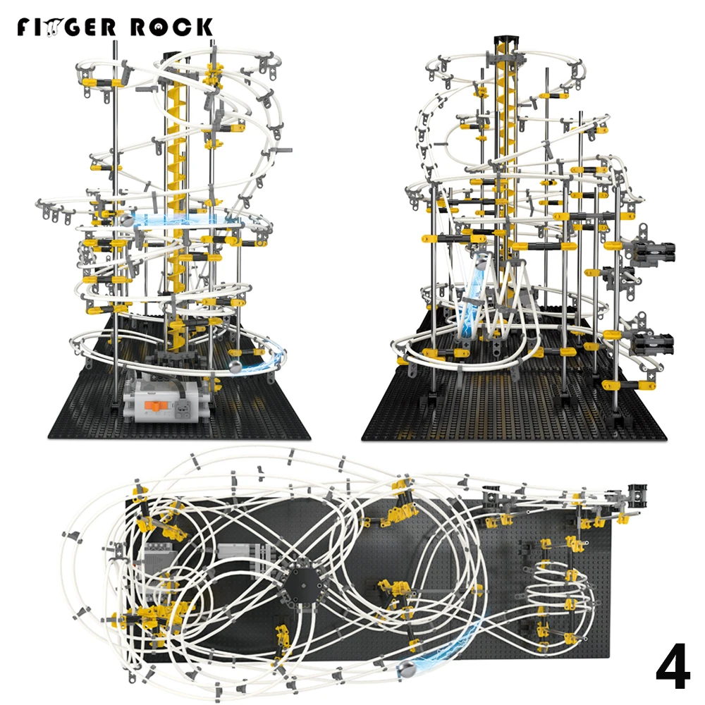 Goede 4 niveau Ruimte Rail Roller Coaster Doolhof Ballen Track Bouwstenen Speelgoed Kids Vergadering DIY Spacerail Marmeren Run Rollercoaster Speelgoed
