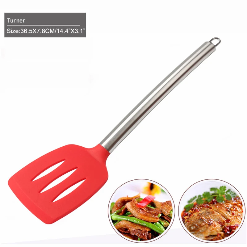 Kitchen Cooking Tools 5 Styles Silicone Cookware Set Colander Spaghetti Spoon Stainless Steel Handle Heat Resistant D0020