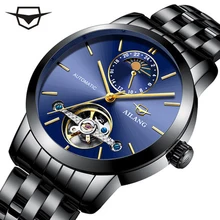 AILANG watches, automatic Tourbillon machines, men’s watches, sapphire large dial, waterproof black stainless steel band, watch