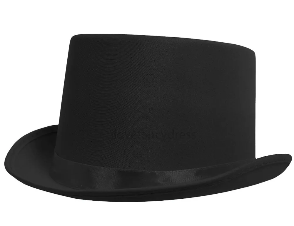 QUALITY SATIN TOP HAT WITH BAND VICTORIAN FANCY DRESS DANCE THEATRE STAGE SHOW