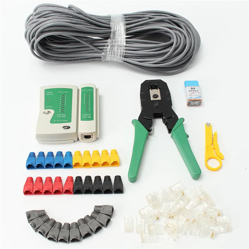 

Professional LAN Network Computer Maintenance Repair Too Kit Wire Stripper Cable Pliers Crimping Pliers Utp Cable Tester