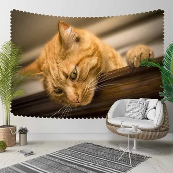 

Else Yellow Funny Cats Brown Table Animals 3D Print Decorative Hippi Bohemian Wall Hanging Landscape Tapestry Wall Art