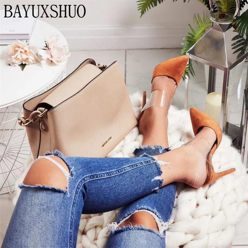 

BAYUXSHUO 2019 Summer Women Sandals Fashion Female Slides Slippers High Heels Mules Transparent PVC Fetish Party Wedding Shoes
