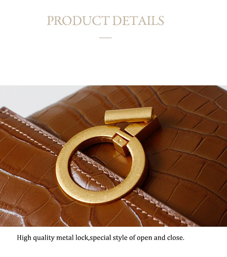 Nuleez crocodilo padrão real couro bolsa feminina