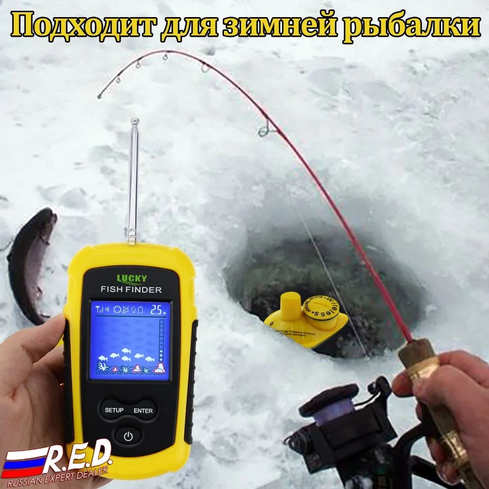 Versão sem Fio Intervalo de Profundidade Inventor dos Peixes Lcd a Cores Russo Fishfinder Sorte Visor 40m Fish Finder Ffcw1108-1 5 Profundidade fishfinder fish finder sorte inventor dos peixes