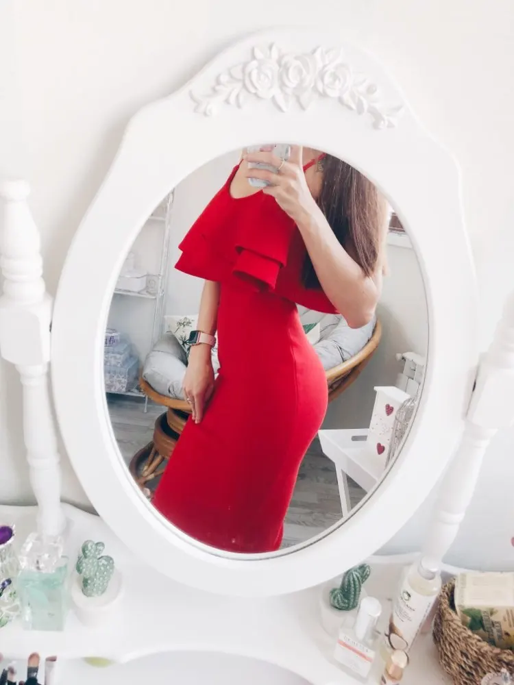 Женское обтягивающее платье с оборками ADYCE, красное платье с тонкими бретельками, короткое вечернее платье, миди-платье, для лета