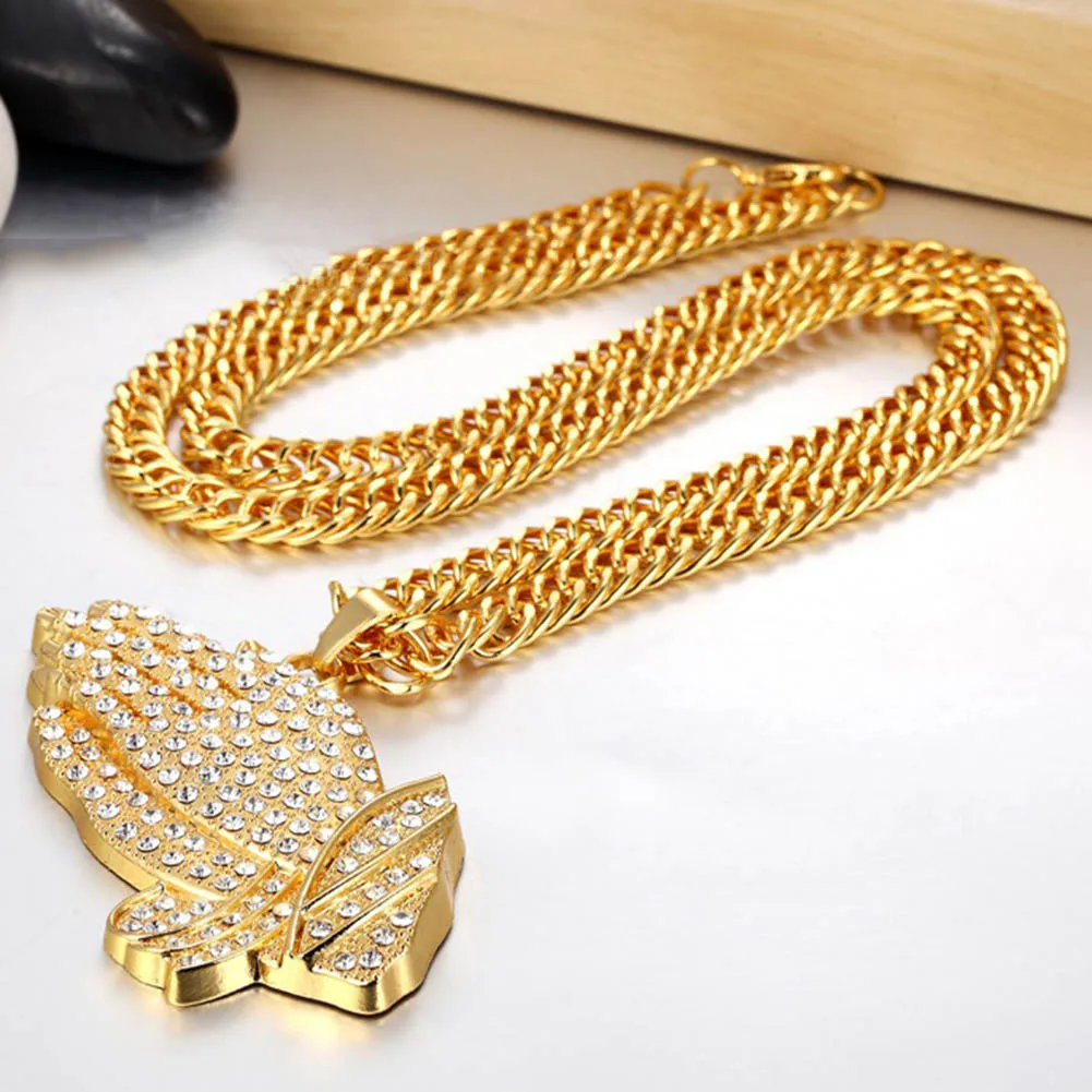 Руки молящегося большой Подвески Jewelry подарки ручной Ожерелья для мужчин Для