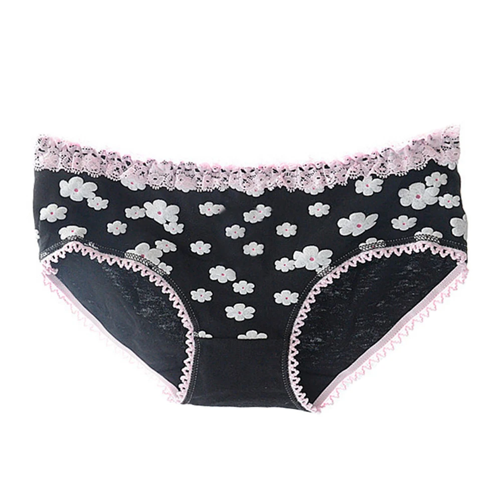 Women Sexy Briefs Soft Lace Trim Sweet Daisy Flower Underwear Knickers