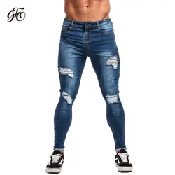 Gingtto рваные джинсы для мужчин черный уличная стрейч джинсы Distressed Slim Fit брюки девочек мужской хип хоп обтягивающие мужские Джинсы распродажа