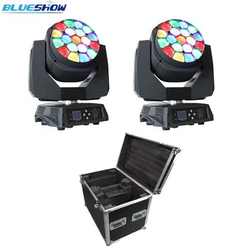 

No tax custom 2pcs/flightcase, Clay Paky Zoom Moving Head Light beam 19x15w RGBW LED Bee Eye for dj party nightclub Stage Light