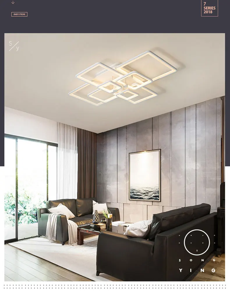 Белый цвет RC затемнение прямоугольник акриловый светодио дный современный светодиодный потолочный светильник для гостиной спальни