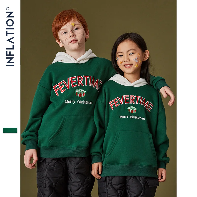 

New Baby Boy Girl Hoodies with Hood for Spring Autumn Children Sweatshirt Solid Green with Letter Print Warm Design Kid Clothing