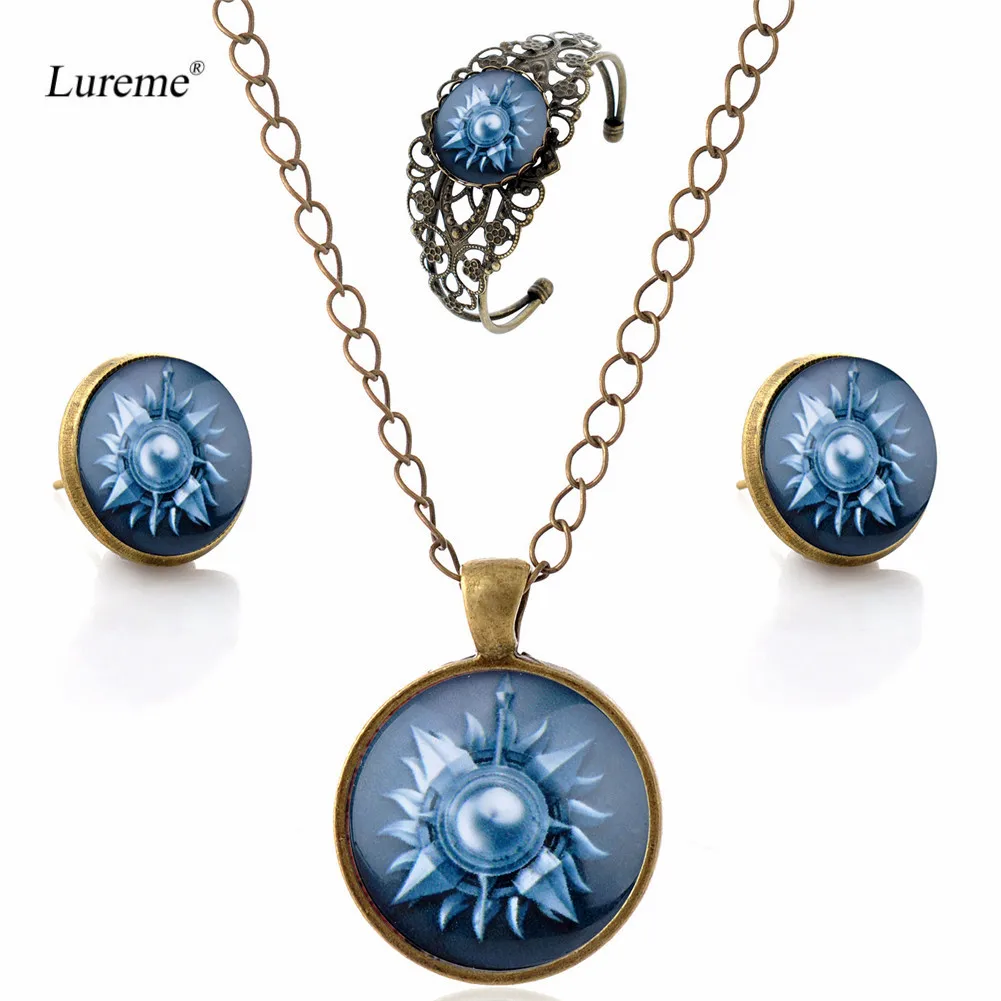 

Lureme Women Glass Time Gem Game of Thrones Family Badge Pendant Necklace Stud Earrings Bangle Jewelry Sets (js000725)