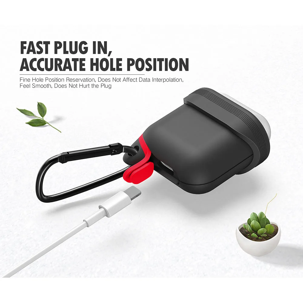 New Waterproof Silicone Case Bluetooth Wireless Earphone Protective Skin Cover For Apple AirPods Charging Box with Hook Nonslip