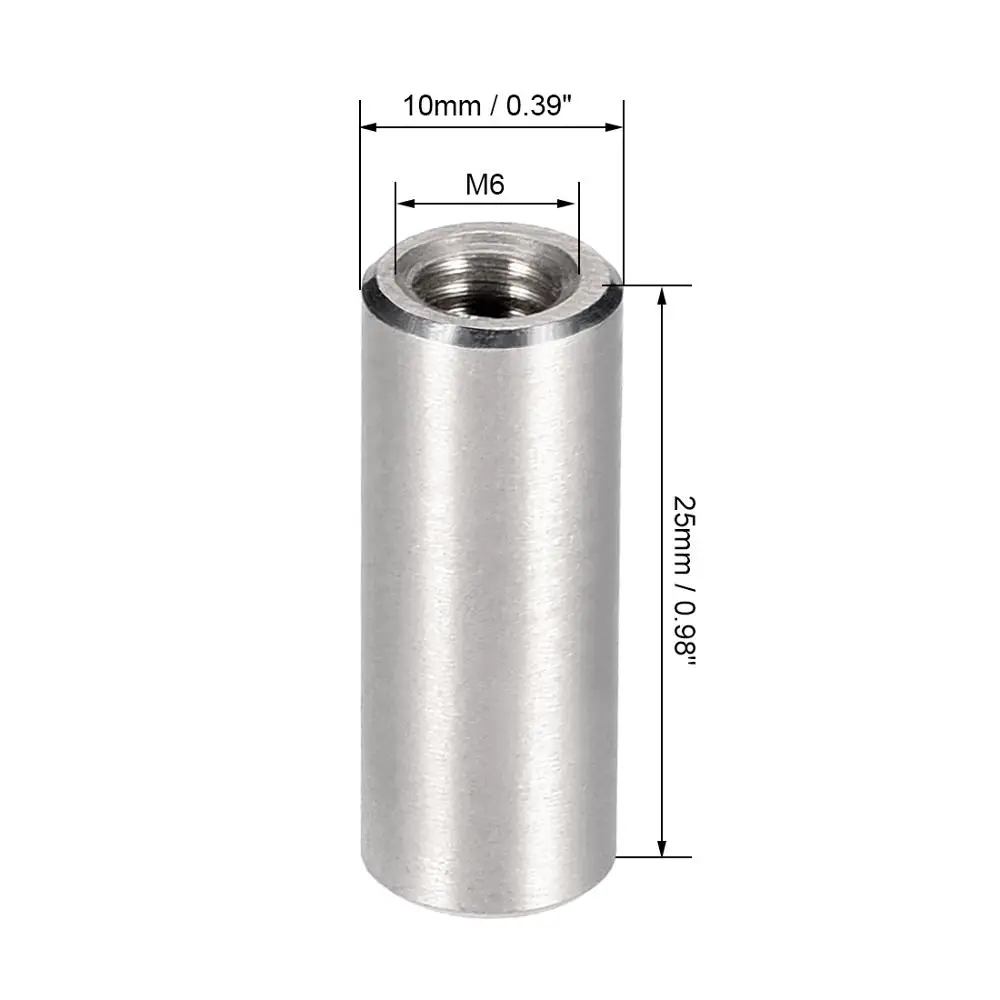 uxcell 5/10pcs Round Connector Nut M5/6/8/10/12/14/16x12/15/20/25/30mm Height Sleeve Rod bar Stud Nut Stainless steel 304 Nuts|Nuts| - AliExpress