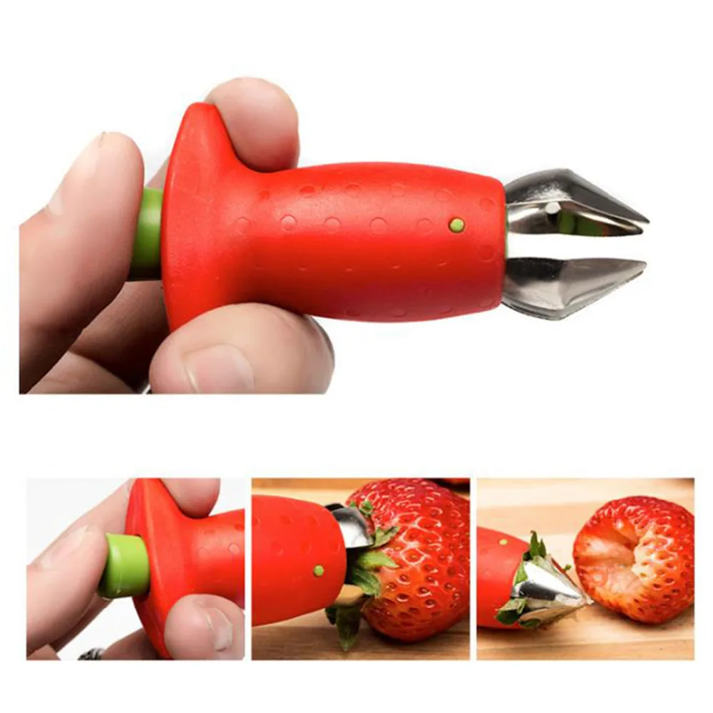 

1Pcs Metal Strawberry Huller Tomato Stalks Plastic Fruit Leaf Knife Stem Remover Fruits Gadget Kitchen Tools Accessories