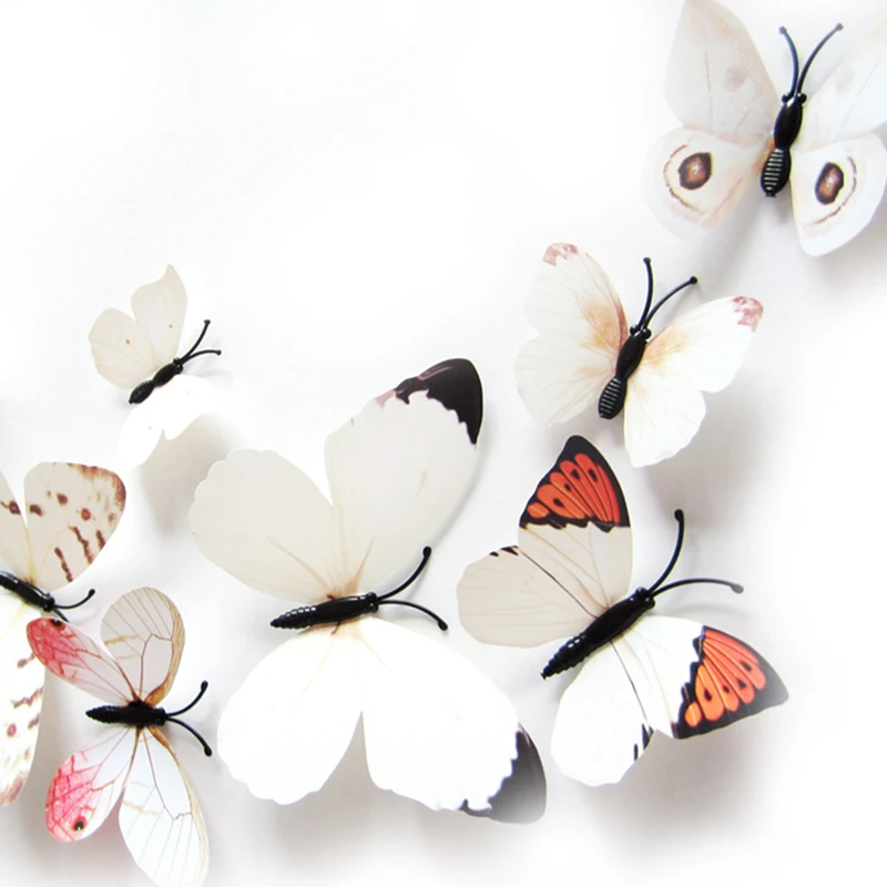 

OULII 12 Pcs 3D Butterfly Stickers DIY Mural Art Decal Wall Stickers Crafts Wall Paper Decor