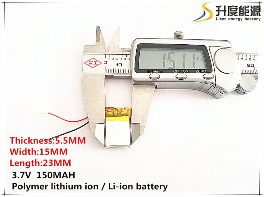 

5pcs [SD] 3.7V,150mAH,[551523] Polymer lithium ion / Li-ion battery for TOY,POWER BANK,GPS,mp3,mp4,cell phone,speaker