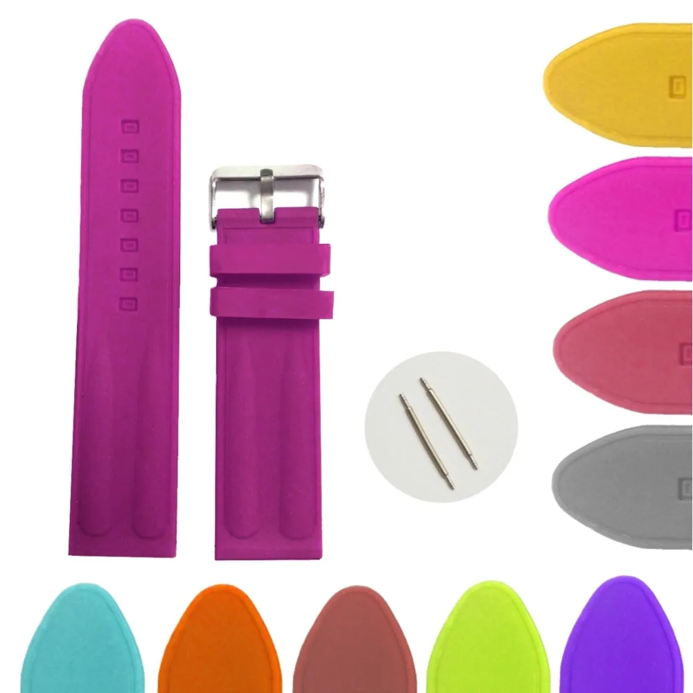 

24mm Purple Color Silicone Jelly Rubber Ladies Watch Band Straps WB1218Z24JB