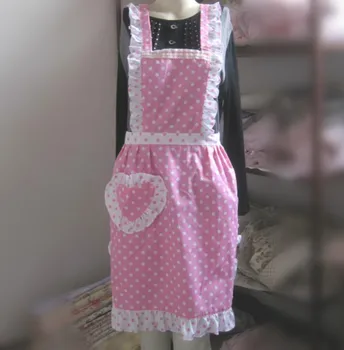 

pink Polka dot princess style Cotton cooking apron