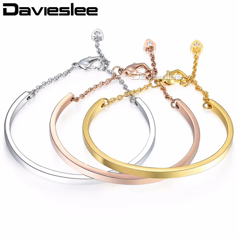 Женский браслет с сердечками Davieslee из нержавеющей стали золотого Серебряного и