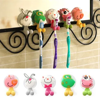 

1 Pcs Creative Toothbrush Holder Cute Cartoon Animal Powerful Sucker Toothbrush Holder Supplies Household Towel Hanger