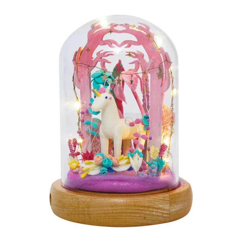 DIY Magic Clay Model Slime Ultra-Light Sculpture Plasticine Fimo Doll Arts Craft Kits with LED Glass Dust Cover Handmade Toys - Цвет: Little Unicorn DC01