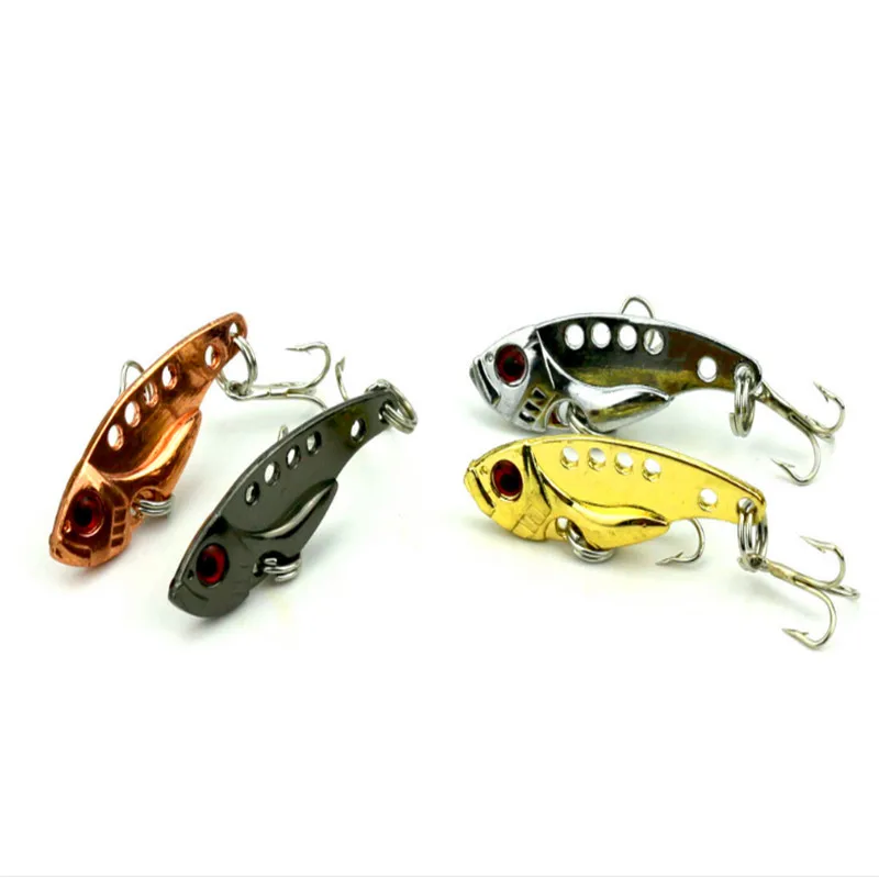 1Pcs 3.5cm 3.5g Metal Spoon Wobbler Fishing Lure Bass Treble With 3 Hooks VIB Lead Fish Artificial bait Fishing Crank Bait lure