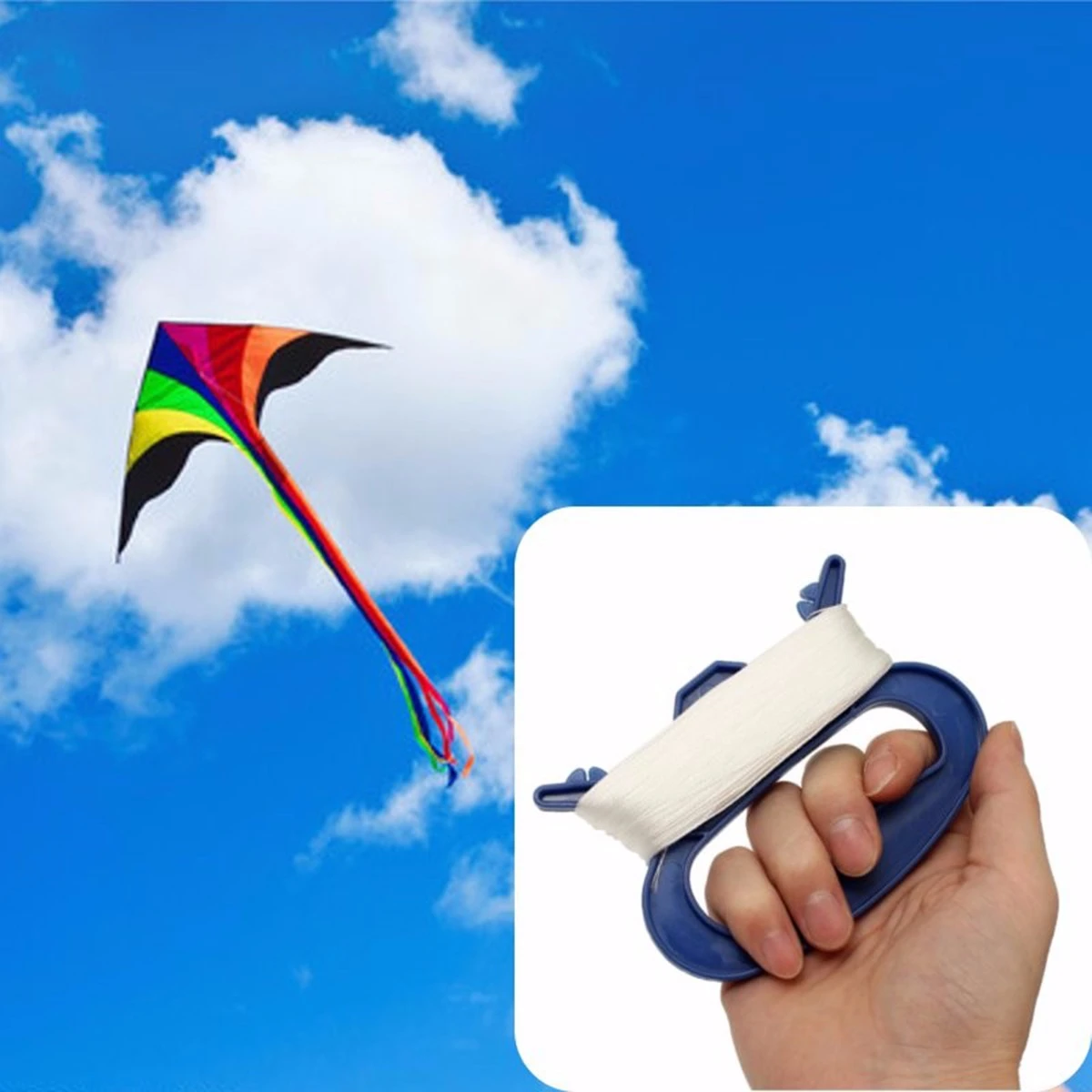 100Meters Flying Kite Line String with Shape Winder Handle Board Kites