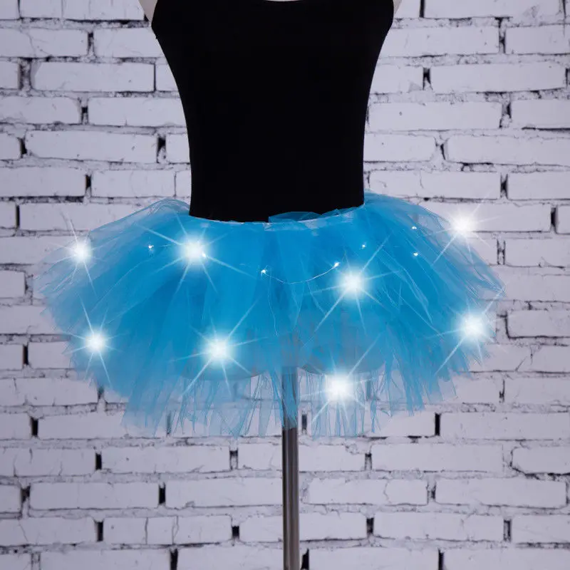 Новинка года; стильный светодиодный фатиновый костюм-пачка для девочек; юбка-пачка для танцев; нарядный костюм для вечеринки в стиле хип-хоп на Хэллоуин; 8 слоев - Цвет: Синий