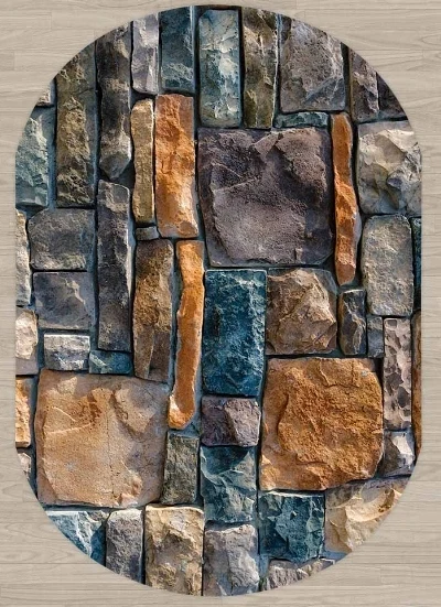 Серый коричневый синий кирпич настенные камни 3d шаблон печати нескользящие микрофибры гостиная современный Овальный моющийся коврик ковер