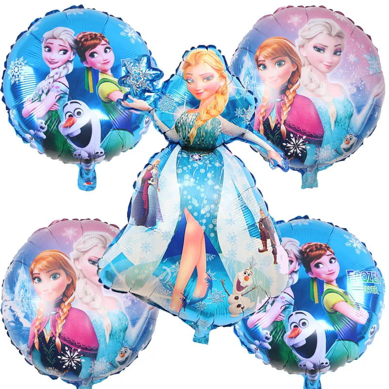 

5pcs/lot Snow Princess Elsa Five-piece suit Aluminum foil Balloons Birthday Party Wedding Decoration Children's Gifts Globos