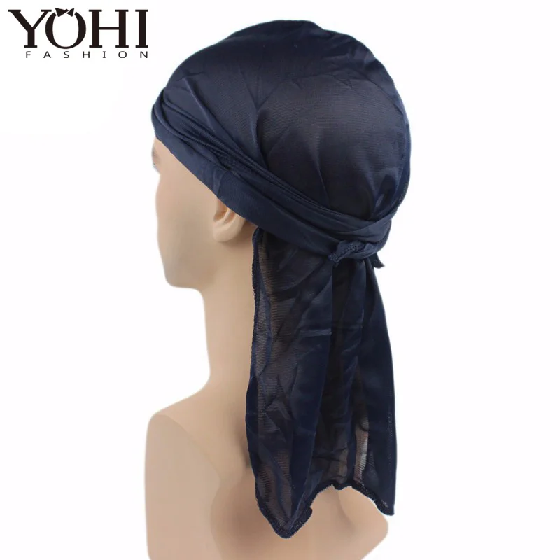 Новые Модные Горячая Распродажа атласные Durag мужские удлиненная шапка хип-хоп Du Doo Rag Hat Tie Down tail для мужчин аксессуары для волос