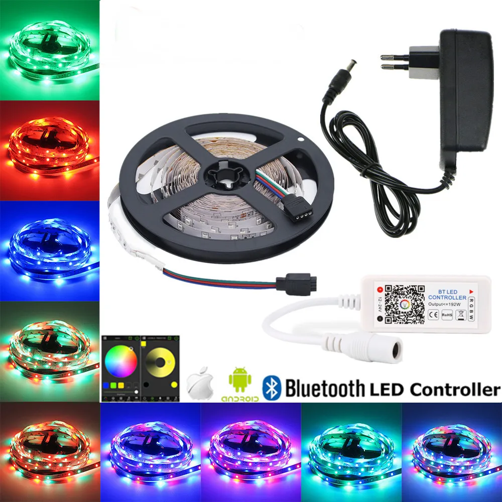 

FDIK LED Strip SMD2835 5050 Bluetooth RGB Strip Light 12V IP20 IP65 Waterproof Felxible Tape Ribbon Work With IOS Android System