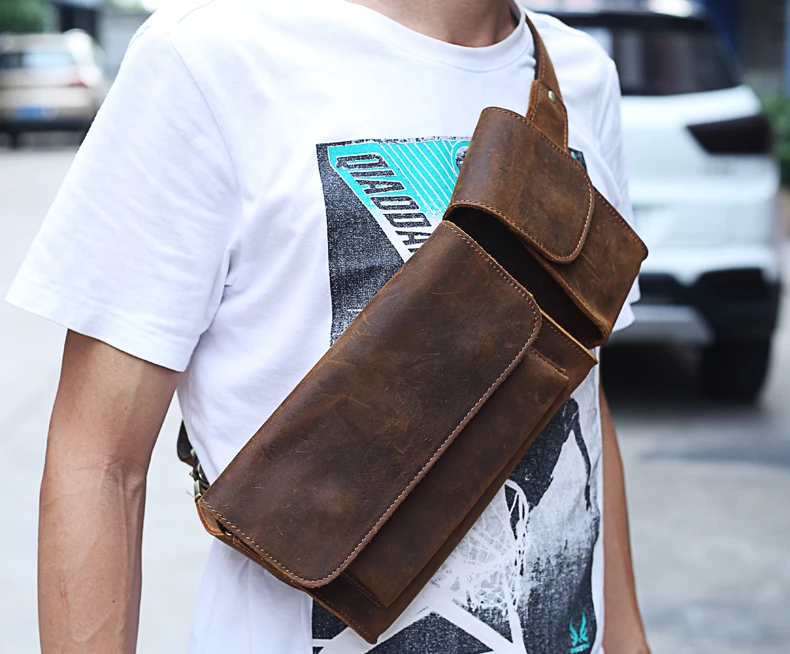 Новинка, винтажная Мужская поясная сумка из натуральной кожи, Повседневная многофункциональная поясная сумка с ремнем, мужская дорожная сумка для телефона, сумка через плечо