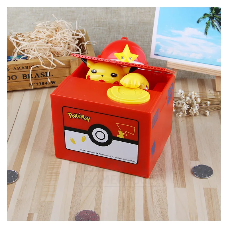 Pаспродажа Высокое качество Электронная коробка для денег Покемон Пикачу Копилка красть монеты автоматически для детей друг день рождения Рождествен...