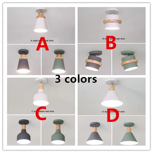 Современный светодиодный потолочный светильник из дерева и кованного железа, металлические лампы для коридора, серый, зеленый, белый светильник