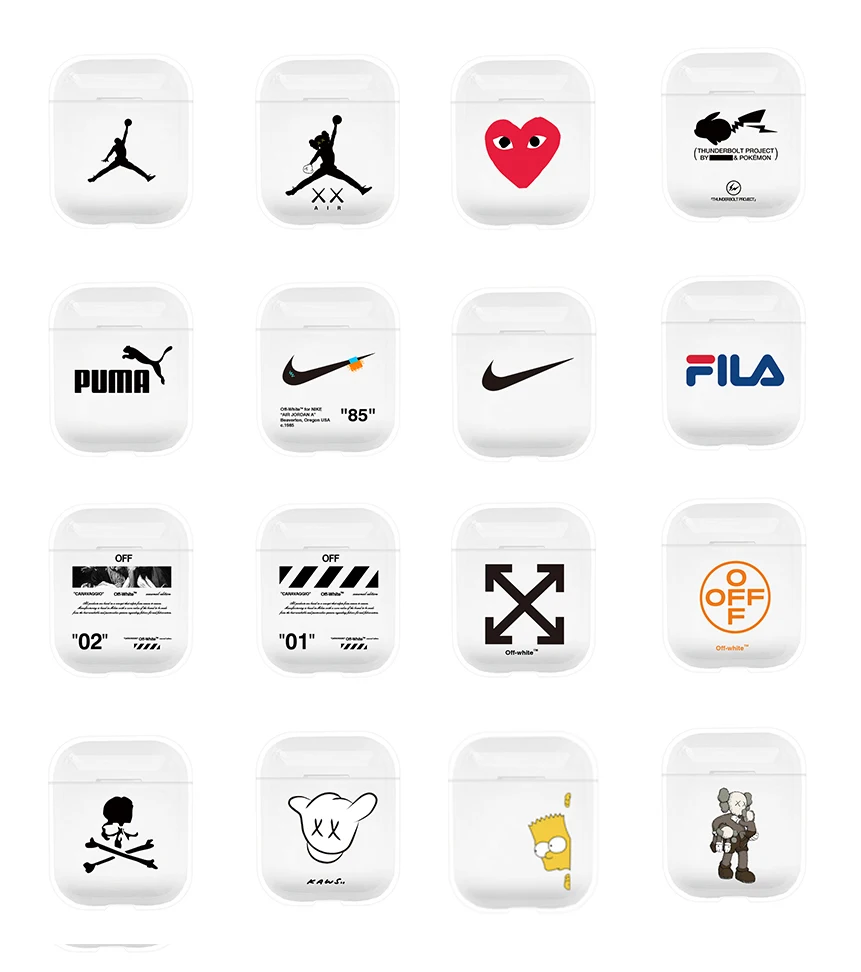 

Luxury Street Brand Sports Cover For Apple Airpods 1 2 Clear Bluetooth Headset Earphone Transparent Hard PC Case Skin Box Coque